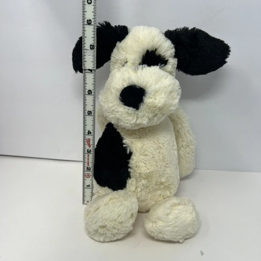 Jellycat Bashful Dog Puppy Plush Black white Stuffed Animal 9